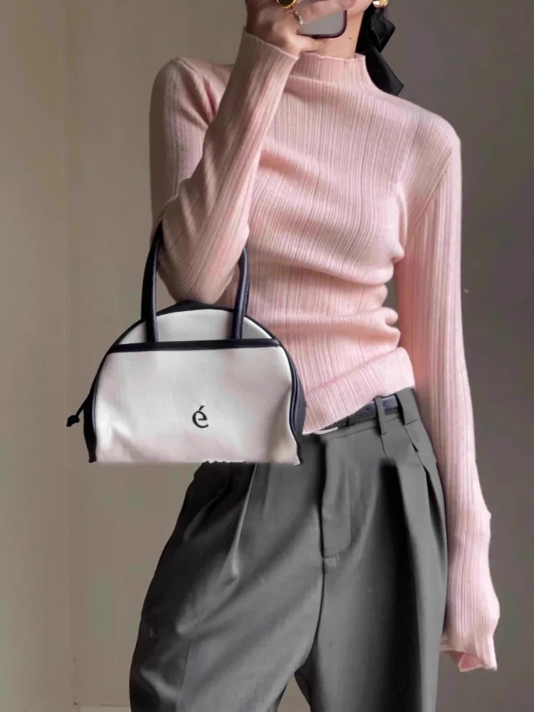 

Свитера Джемперы Пуловеры Женский флисовый свитер Женский нечеткий круглый вырез Slim-Fit BF Y2K Lady OL Деловой формальный профессиональный крой