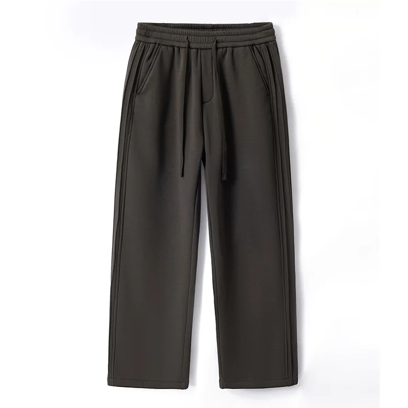 

Мужские брюки со средней талией, новая мода, осень-зима, мужские однотонные повседневные модные прямые вязаные спортивные брюки