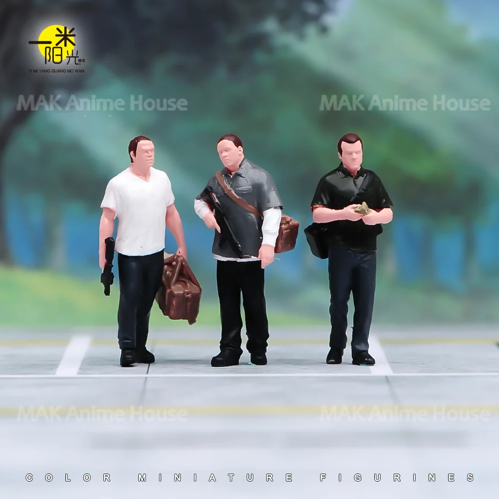 Miniatures Figures 1/87 1/64 1/43 1/24 1/18 Thief Gang Wielding Guns And Carrying Bags Male Model Creative Scene Dolls Toys