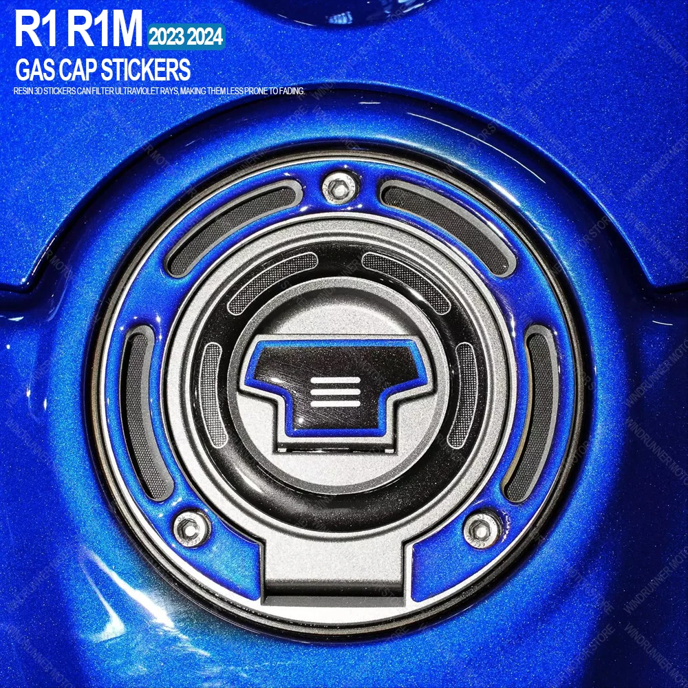 For Yamaha R1 R1M 2023 2024 Waterproof Protective Sticker Motorcycle Protectors Gas Cap Sticker 3D Motorcycle Resin Sticker