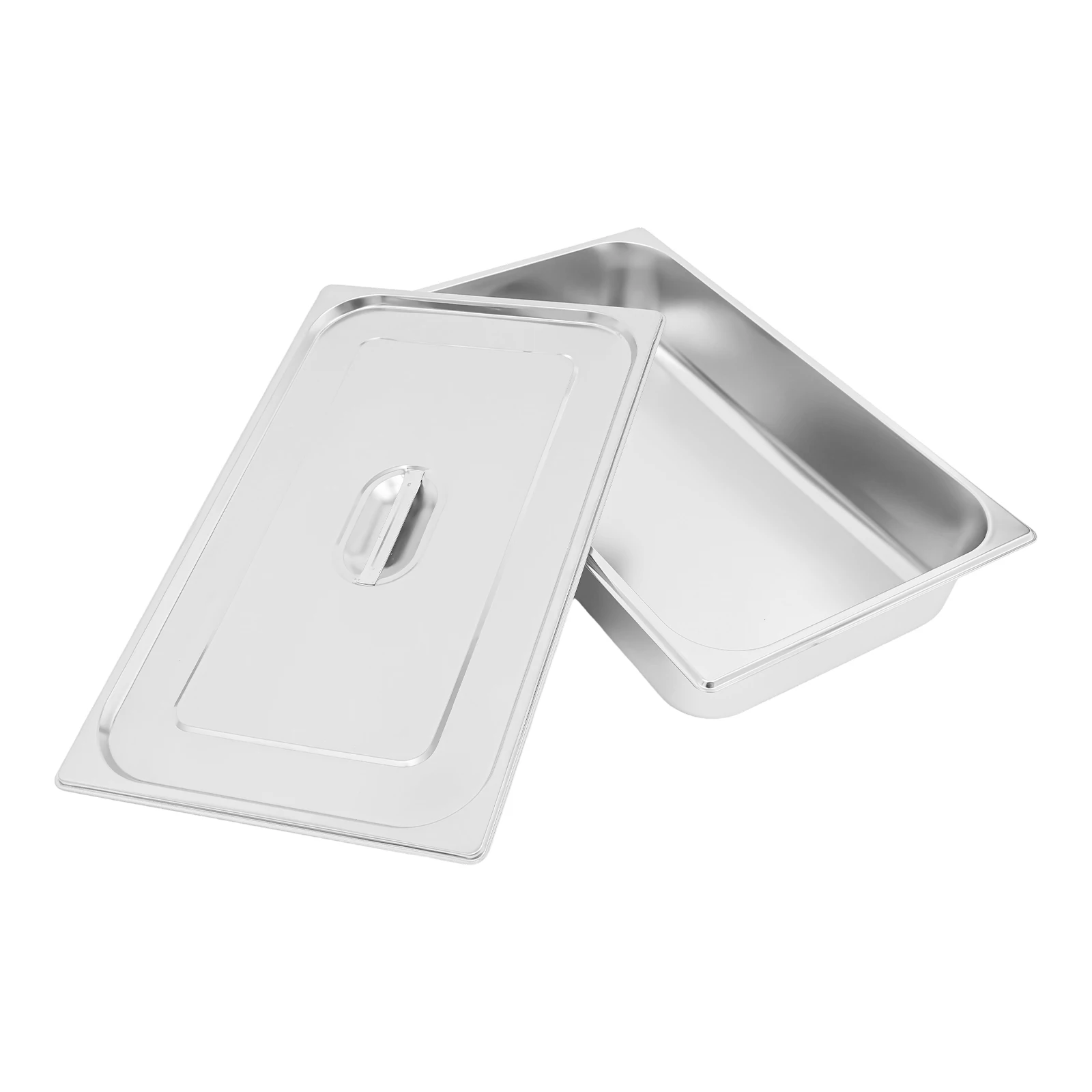 

4PCS 32.5*26.5*10cm Portable Silver Stainless Steel Food Pan Fodable Steam Table Pan 7.5L Single Pan Capacity