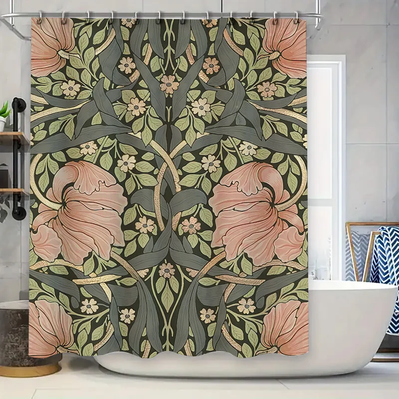 

Vintage Floral Shower Curtain Bohemian Decor Bathroom Accessories Set