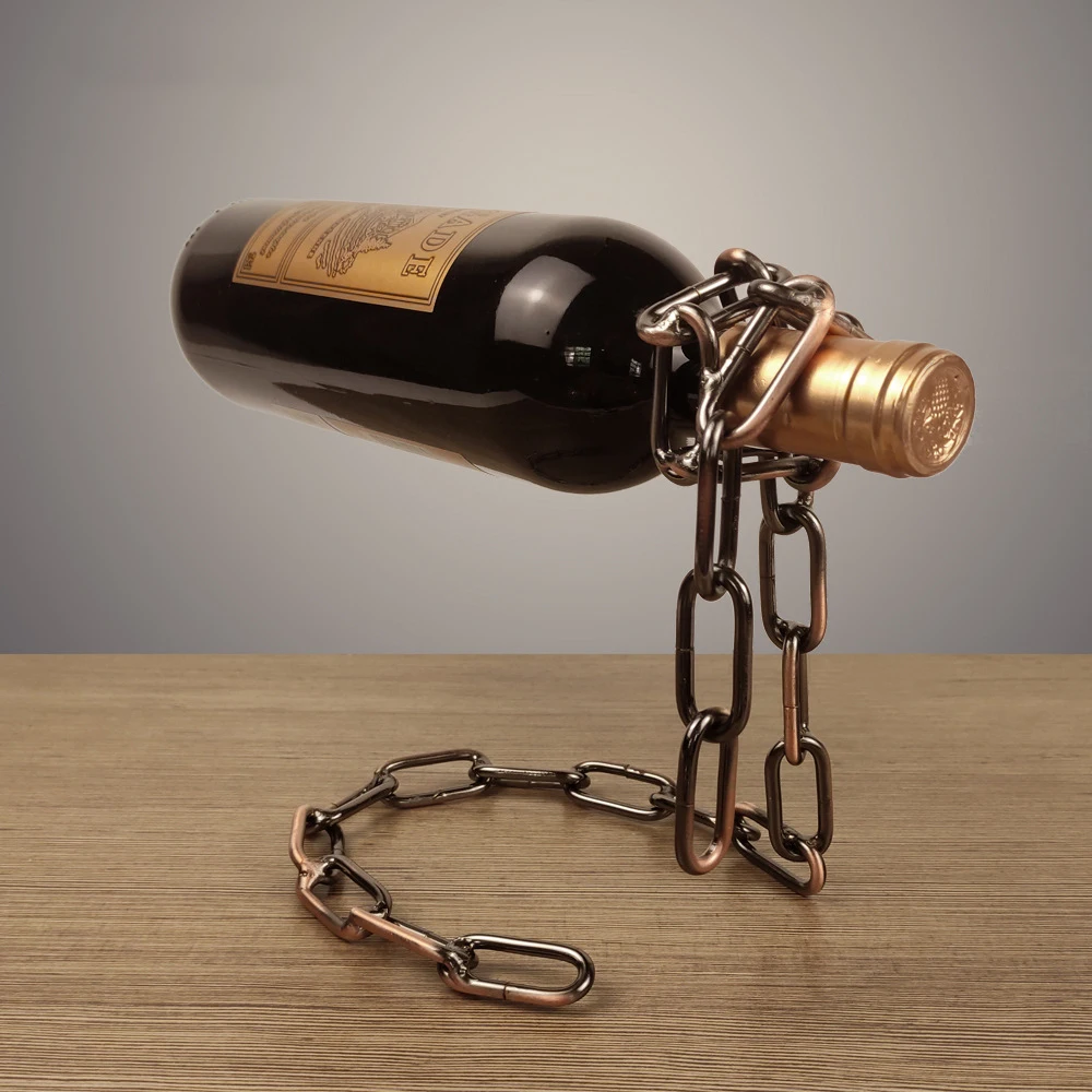 

Magic Suspension Iron Chain Wine Rack Metal Chain Hanging Wine Bottle Holder Bar Cabinet Display Stand Shelf Bracket Home Decor