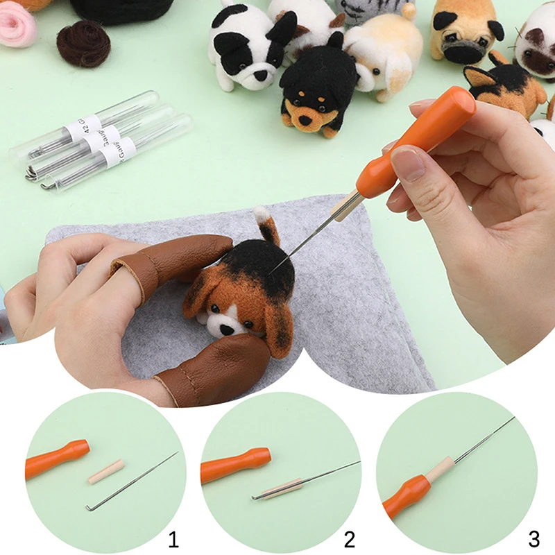1 セット DIY ギフトニードルフェルトツール犬ウールニードルフェルトキット未完成猫手作りウールフェルト材料パッケージ人形おもちゃ
