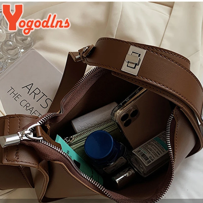 Yogodlns-Bolso de hombro Vintage de media luna para mujer, bolsa de axila de cuero suave, bolso cruzado, marca de lujo, nuevo