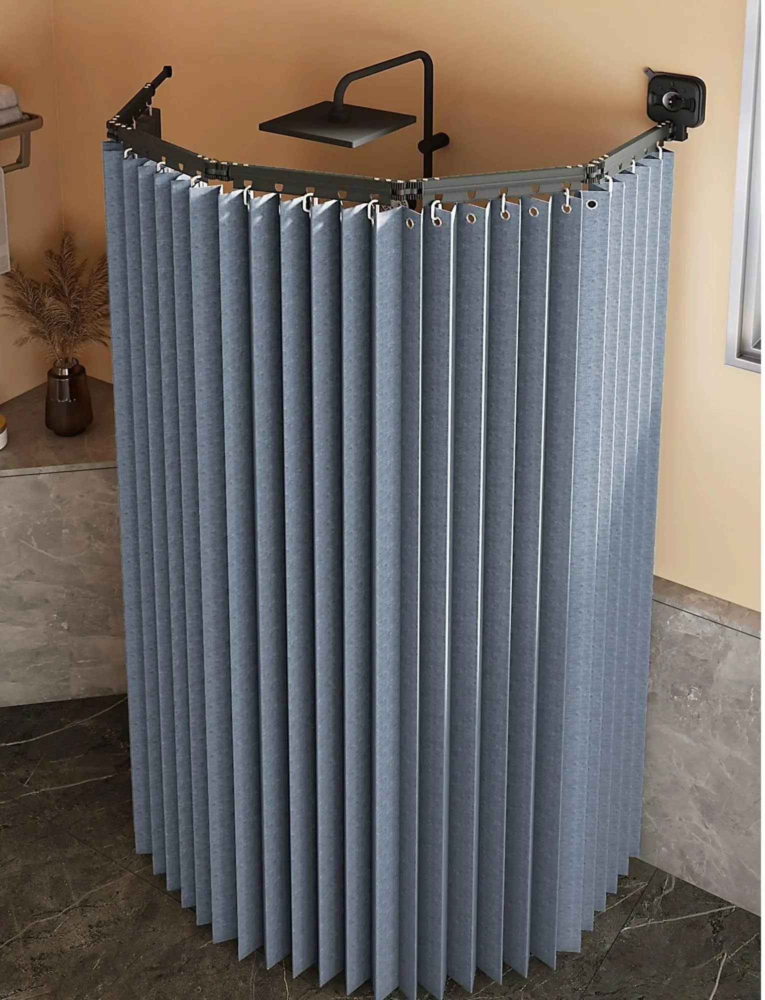 Portable Foldable Shower Curtain, Water-Resistant Changing Room, No-Drill Installation for Bathroom, RV, Closet