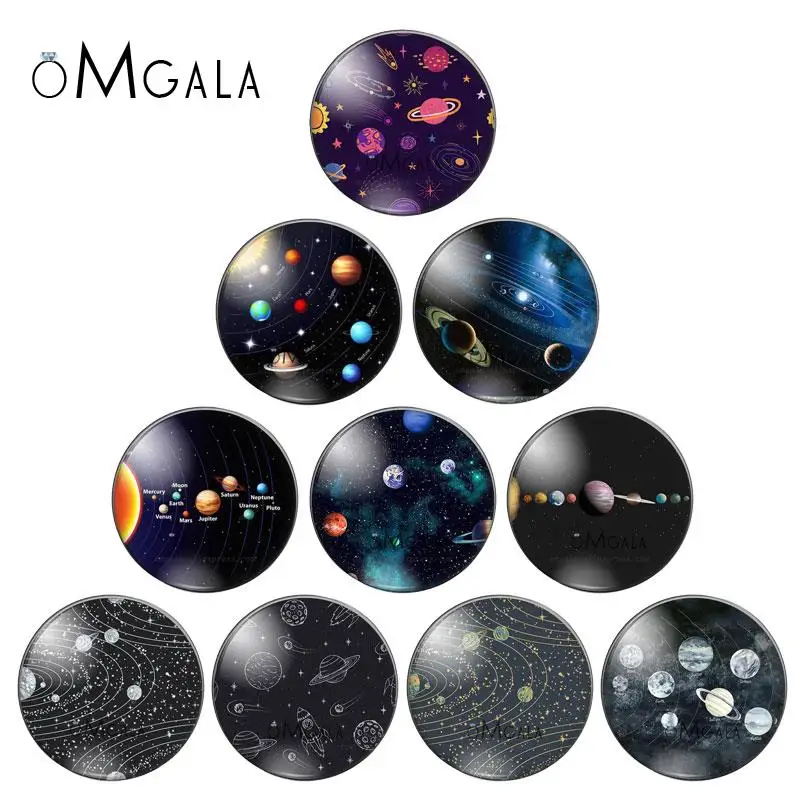 Art Galaxy Universe Planet  10pcs 10mm/12mm/14mm/16mm/18mm/20mm/25mm Round photo glass cabochon demo flat back Making findings