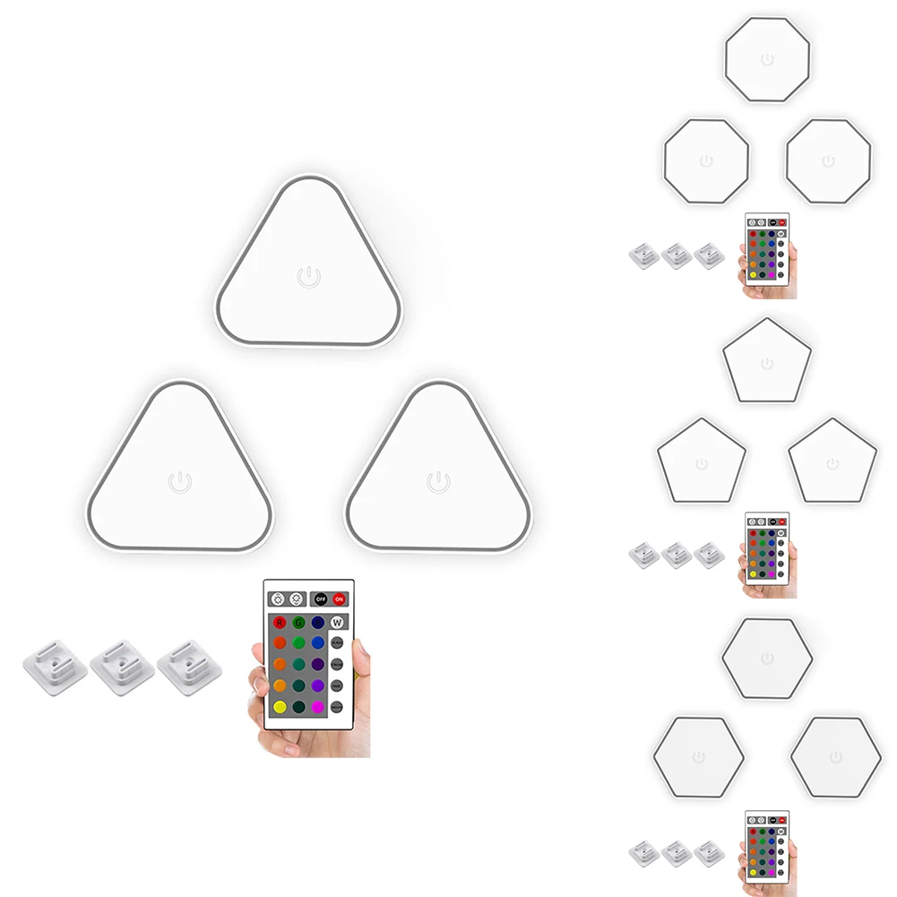 모듈 터치 LED 조명 침실 벽 패널 육각 벽 조명, 침실 거실 벽 장식 선물, 3 개