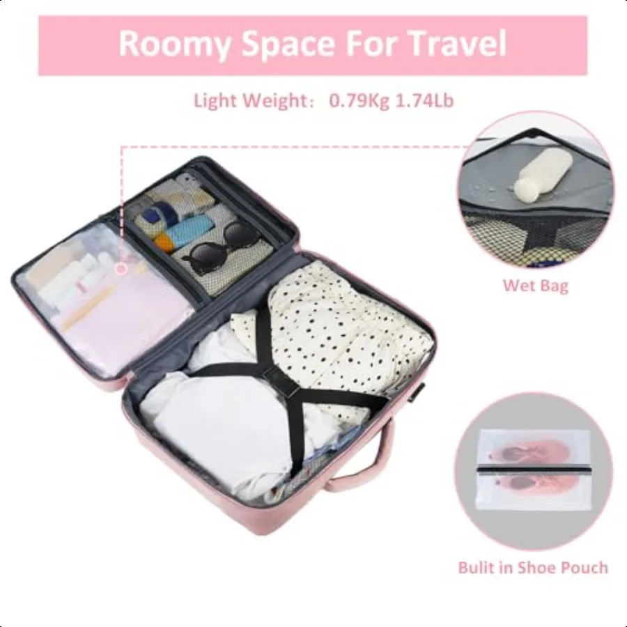 女性用トラベルバックパック、USB充電ポート付き機内持ち込みバックパック、シューズポーチ、TSA対応、15.6インチノートパソコン収納可能、モチラ、フライト対応、ナースバッグ