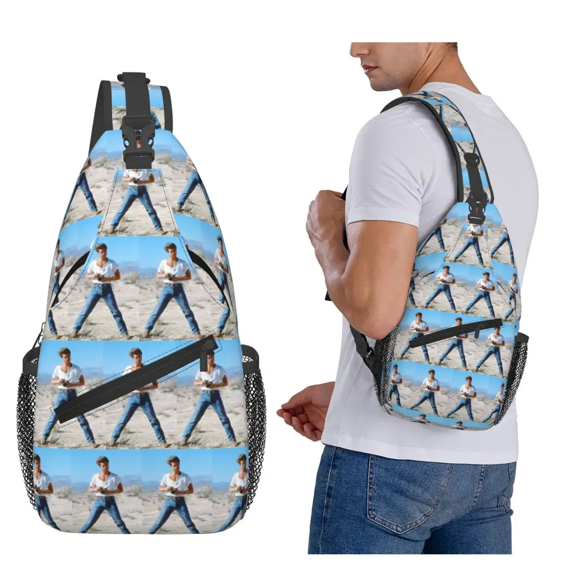 Brad Pitt Young Handsome Chest Bag Men Sling Crossbody Backpack Chest Bag Travel Hiking Daypack Shoulder Bag