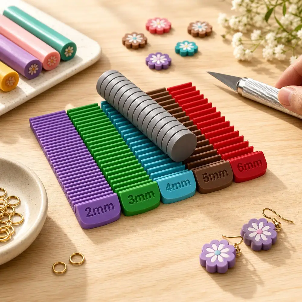 5Pcs Color Coded Polymer Clay Guides Stackable Uniform Thickness Polymer Clay Rolling Tools Enclosed Track 3D Printed