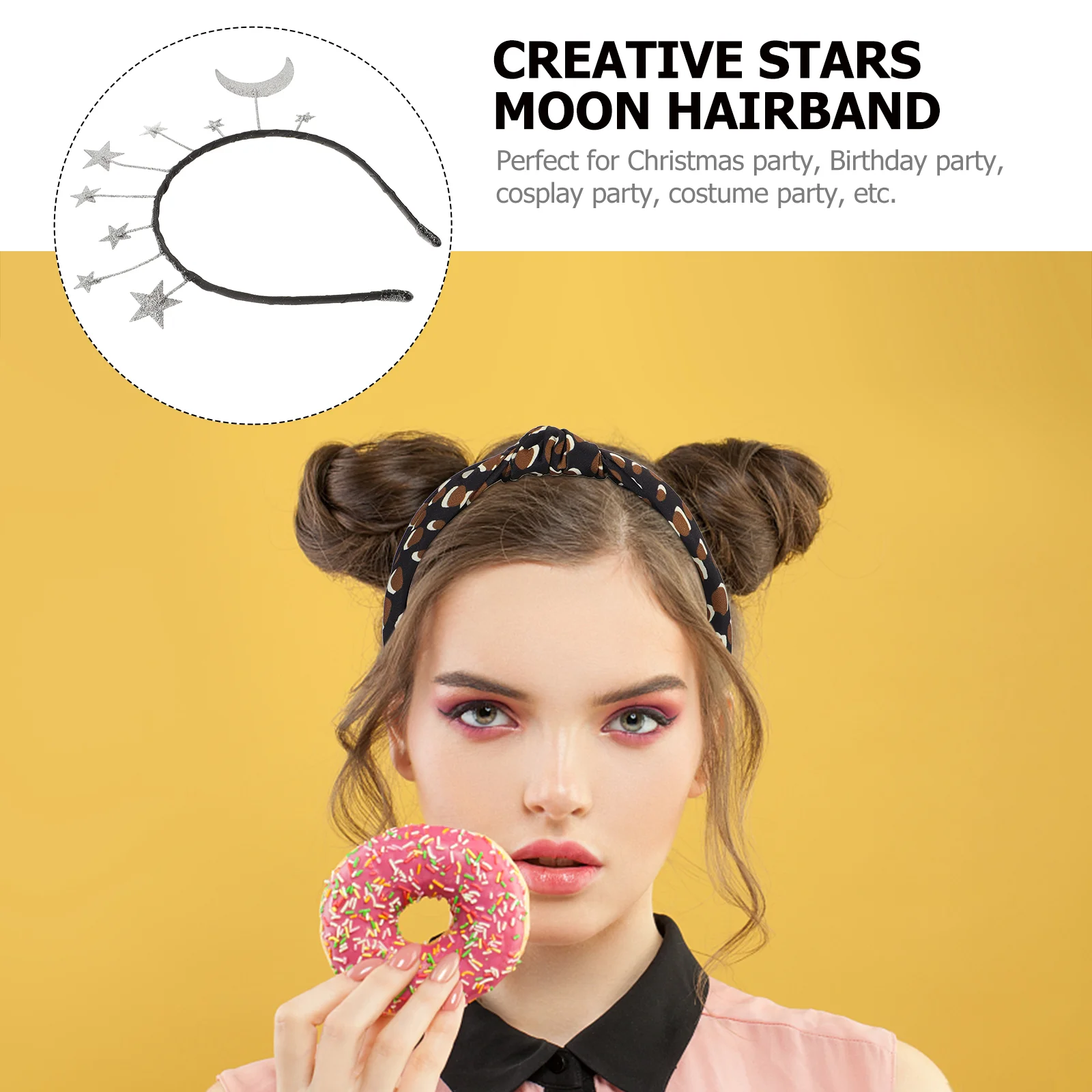 Creative Stars Moon Hairband Halloween Decor Cosplay Headband Glitter Party Space Christmas