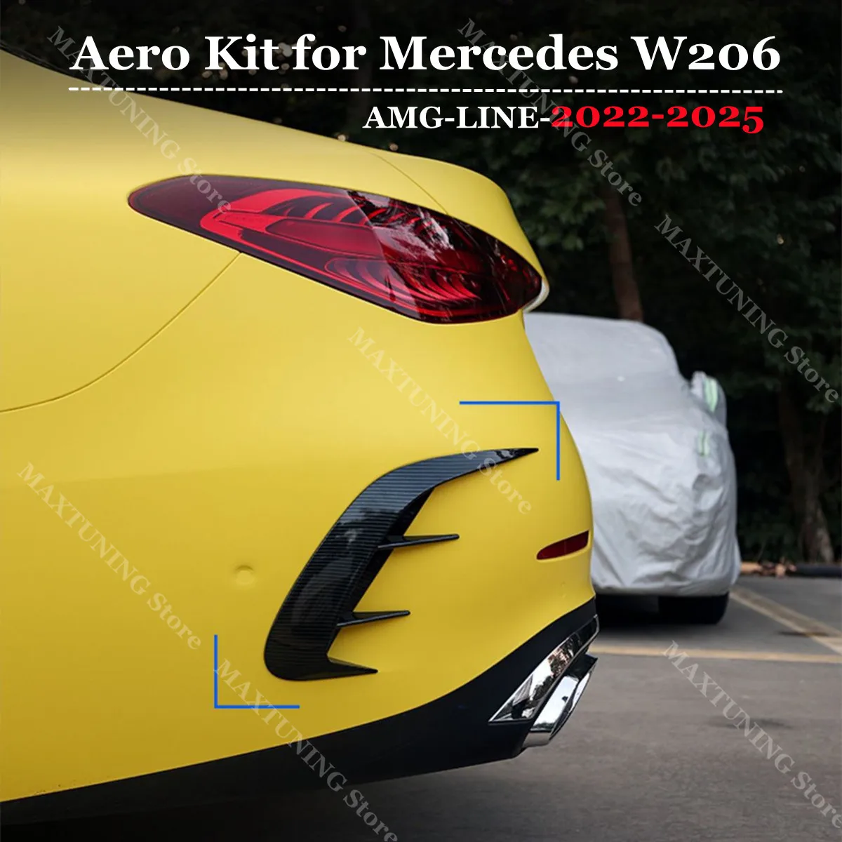

Rear Bumper Air Vent Cover Canards Splitter for Mercedes Benz C Class W206 C300 C400 AMG Line C43 Sedan Only 2022-2024 Aero Kits