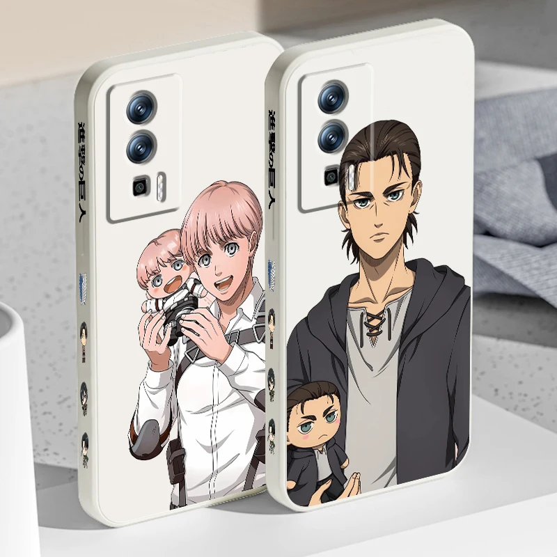 A-Attack On T-Titan Cartoon Liquid Left Rope For Xiaomi Redmi 13C 12 12C K60 A1 K50 11 K40 10C 10 9A 9AT 9T 9C 5G TPU