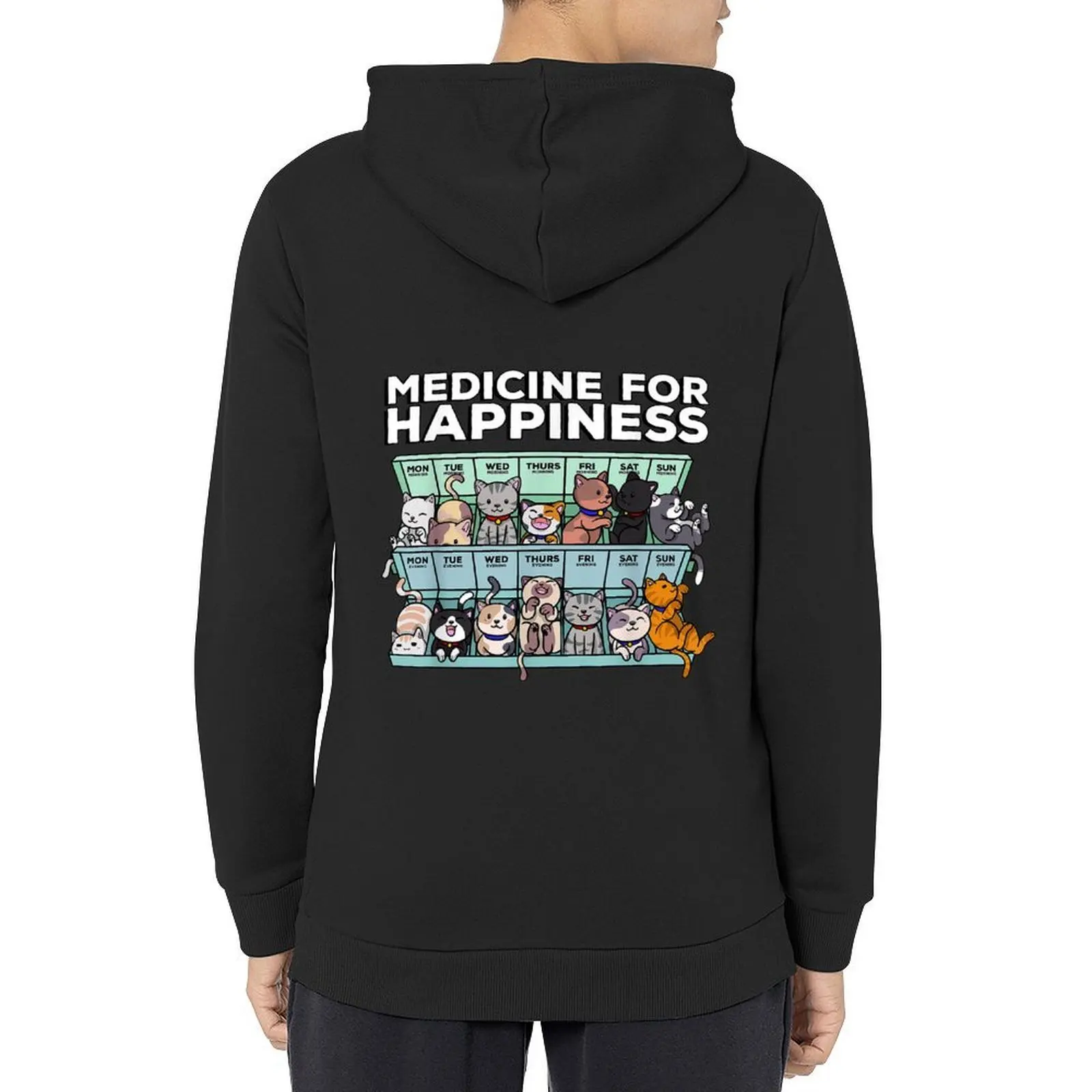 

My Medicine For Happiness Called Cats every day kitten cat Hoodie blouse mens clothes korean clothes men clothing men hoodie