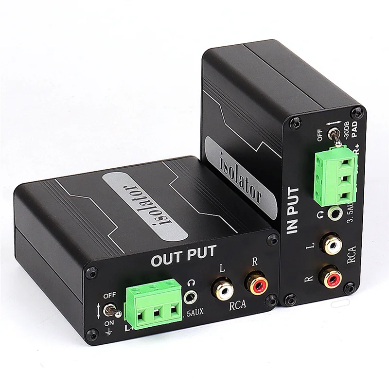

GX303 Multifunction Audio Isolator 3.5 AUX RCA Audio Signal Isolator Noise Filter Remover Ground Loop Noise Isolator jasmine