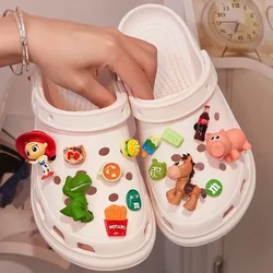 1set Disney Shoe Buckle Toy Story Cartoon Accessories Cute Buzz Lightyear Jessie Shoes Flower Decorative Anime Figures Kids Gift