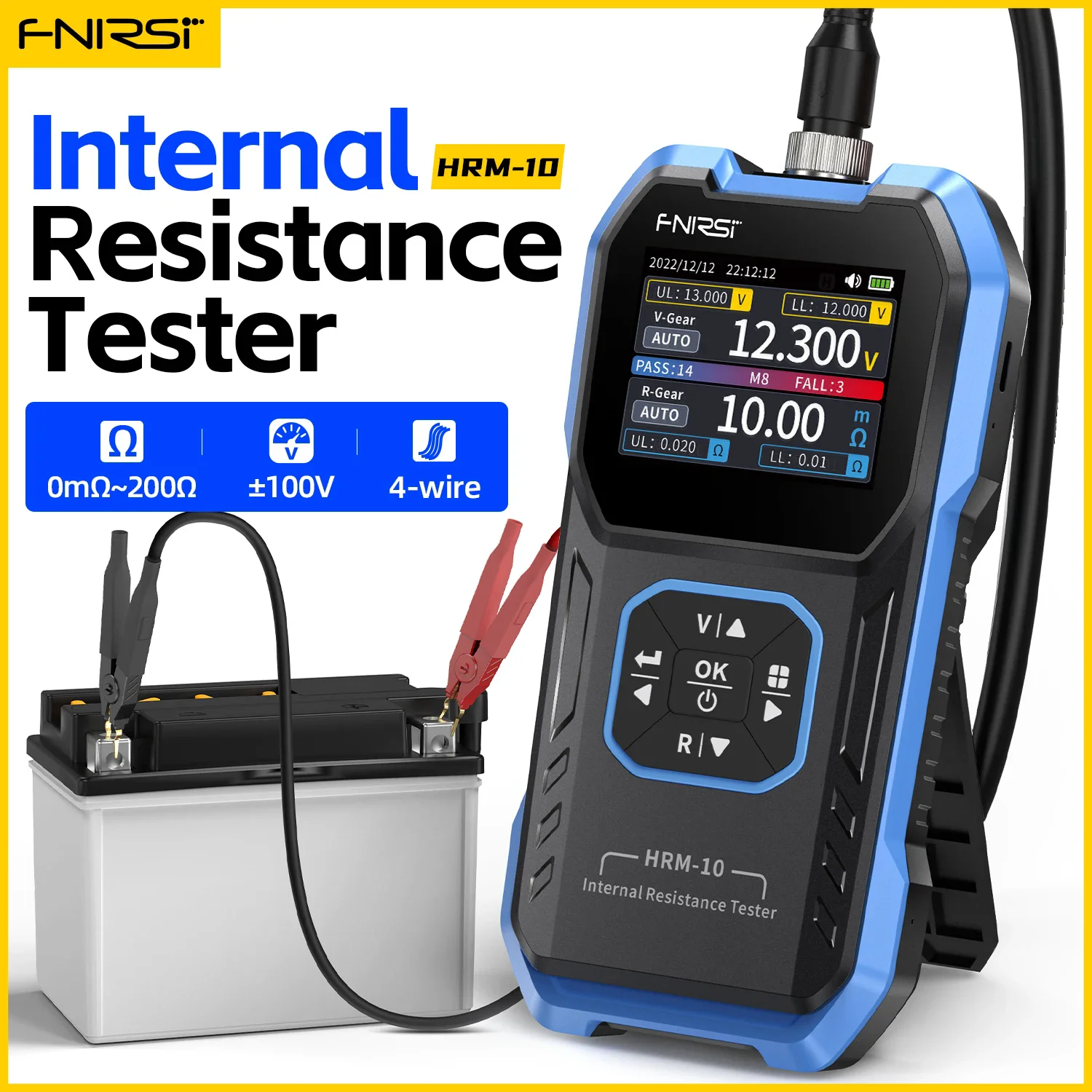 FNIRSI HRM-10 Battery Voltage Intemal Resistance Tester High-precision Trithium Lithium lron Phosphate 18650 Battery Tester