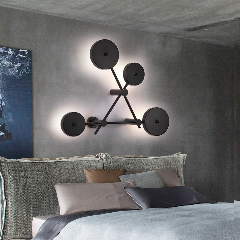الشمال LED الشمعدان أضواء الجدار للاستوديو غرفة نوم غرفة المعيشة الصناعية شمعدانات جدارية مصباح أسود اللون الجدار الشمعدان تركيب المصابيح #5