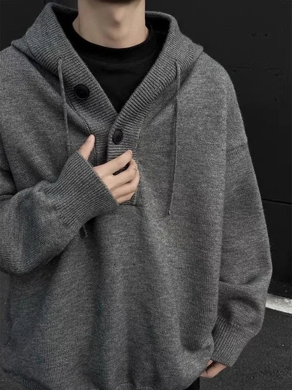 

Мужской модный вязаный свитер-худи больших размеров (до 300 фунтов), осенне-зимний, в американском стиле, утепленный, повседневный, 2-в-1