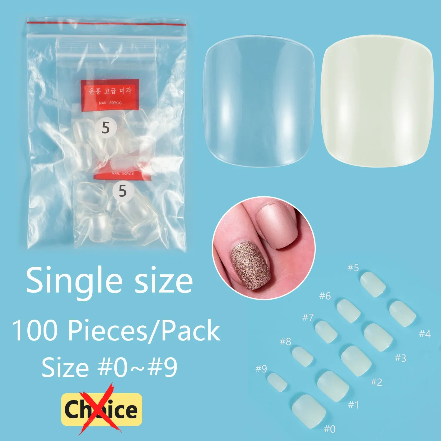 Pay One Shipping Fee Only Short Square 100 Pieces Single Size False Nail Tips XS Short Nail Refill Size 3 4 5 6 Fake Nails