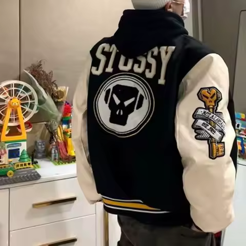 New Fashion Letter Pattern Flocking Embroidery Casual Jacket Women Y2K College Hip Hop Popular Couple Sport Baseball Uniform Top