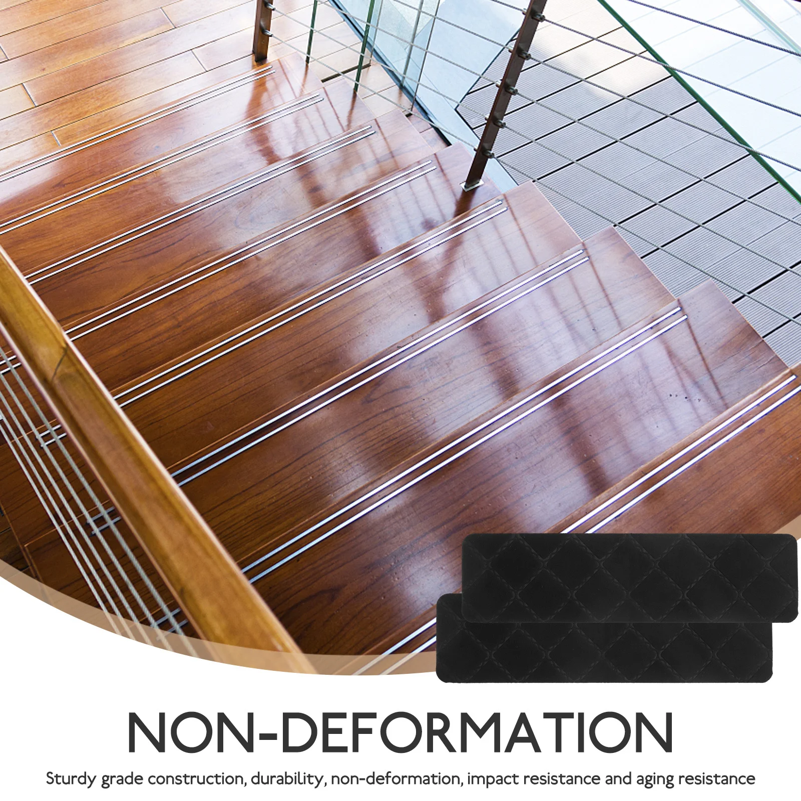 

5Pcs Stair Treads Anti-Slip Self-Adhesive Wooden Steps Indoor Carpet Nonslip Elegant Pattern Durable Stair Treads