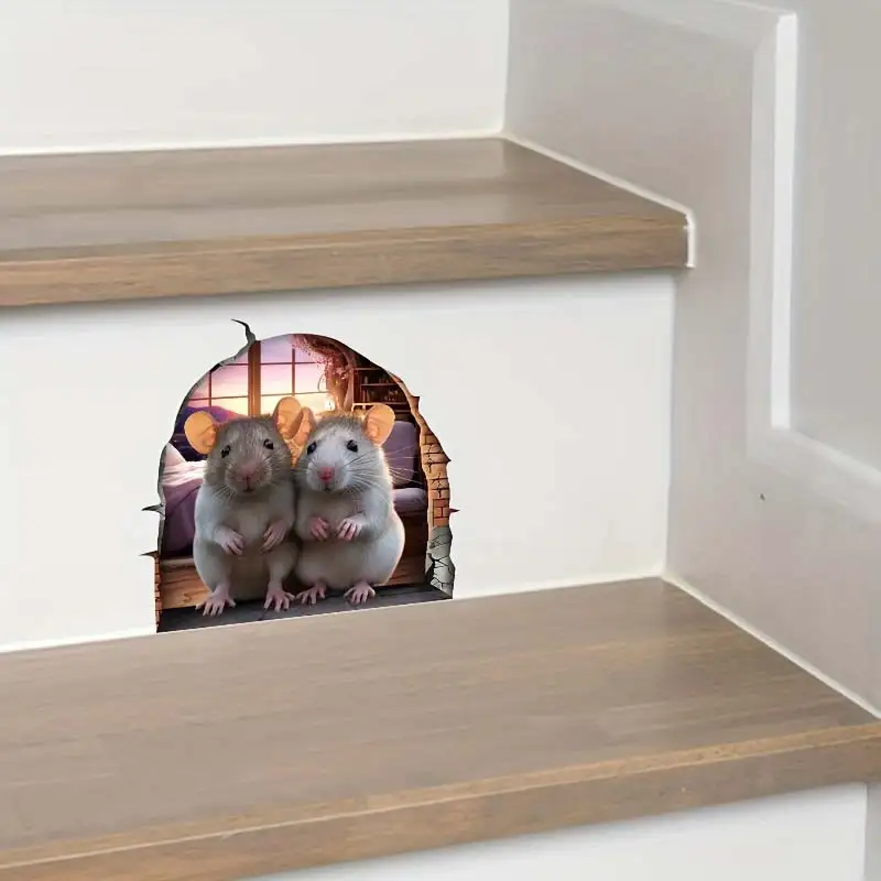 Cute Mouse Hole Wall Sticker,Easy-to-Use Self-Adhesive Decal for Bedroom,Kitchen, Living Room,Stairs-Adds Fun to Home Decor S488