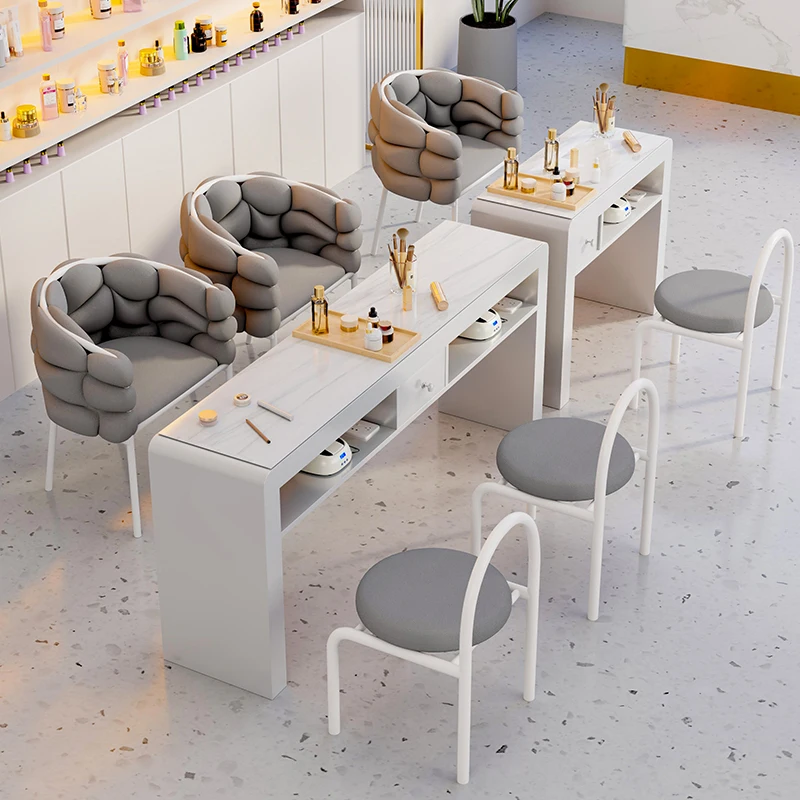 

Dust Collector Nail Table Professional Modern Workstation Salon Nail Desk Designer White Luxury Mesa Para Manicurista Furniture