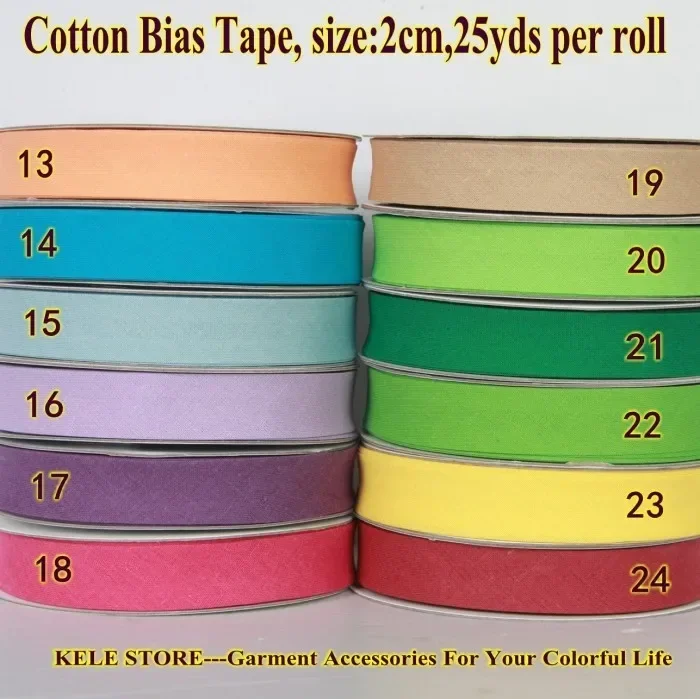 100% Cotton Bias Tape,size: 20mm, Width:3/4\