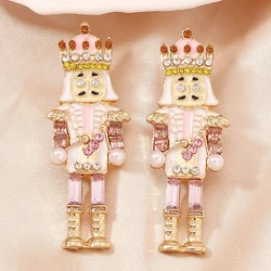 Dvacaman Cute Rhinestone Nutcracker Stud Earrings,Christmas Nutcracker Solider Earrings,Perfect Gift for Daily Wear and Party