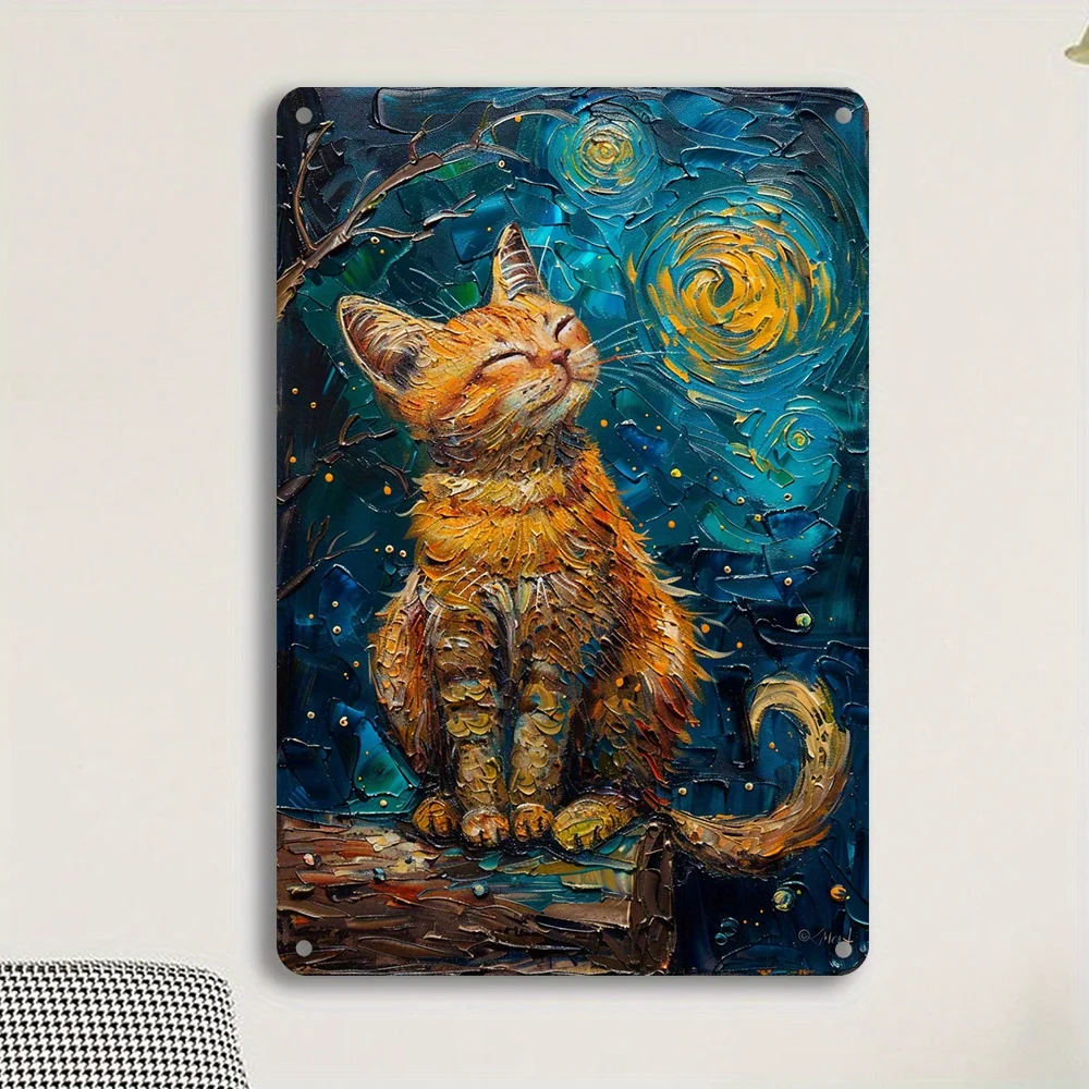 1PC Vintage Star Cat Metal Iron Plaque Iron Wall Decor For Home Bar Garage 8X12 inch Home Wall Decoration Weather Resistant