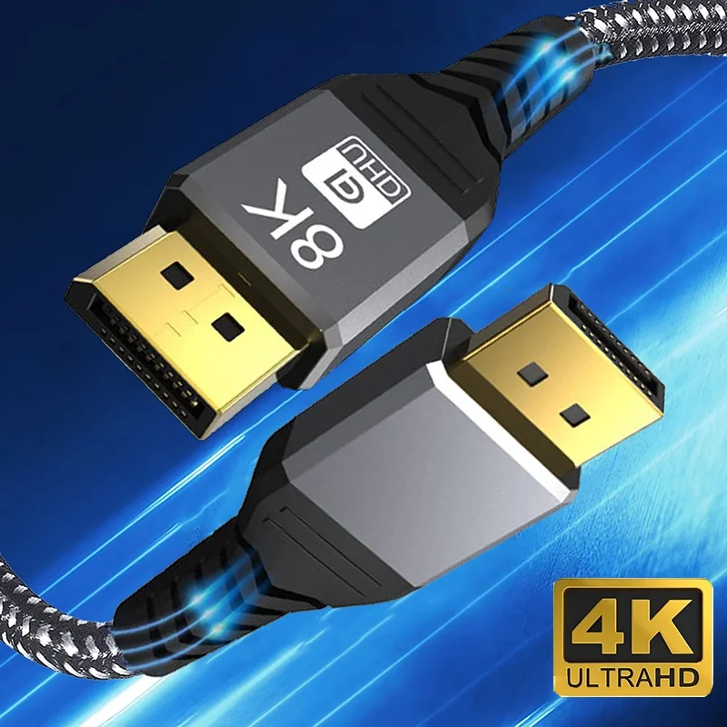 8K DP Cable 120Hz 4K 240Hz 80Gbps HDR Video Audio Displayport Cable Display Port For Laptops PC TV Xbox Projector Gaming Monitor
