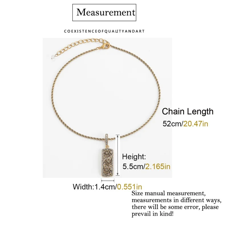 Vintage Rose Hollow Camellia Flower Pendant Necklace Rhinestone Gold Color Chain Wedding Luxury Brands Valentine Day Gift 2025