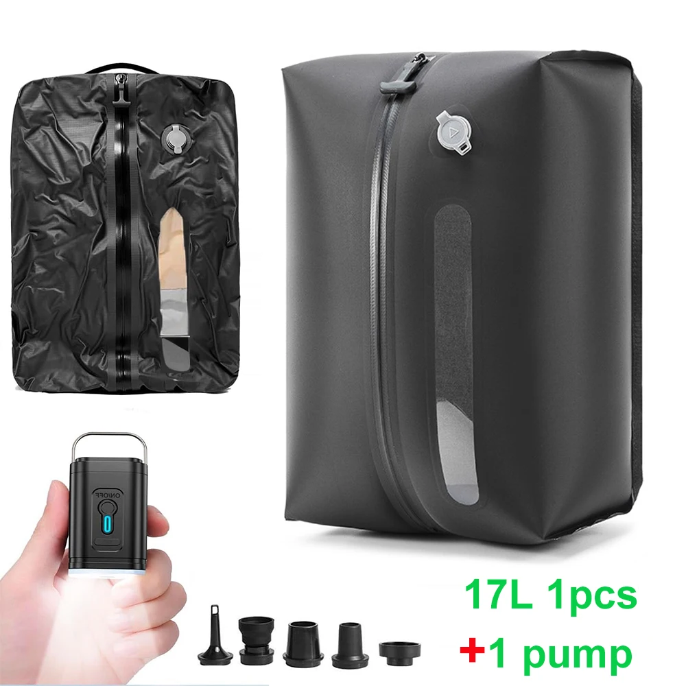 Travel Vacuum Bags with Pump – Reusable Airless Space Saver Vacuum Storage Bags Compression Bag for Suitcase IPX8 Waterproof