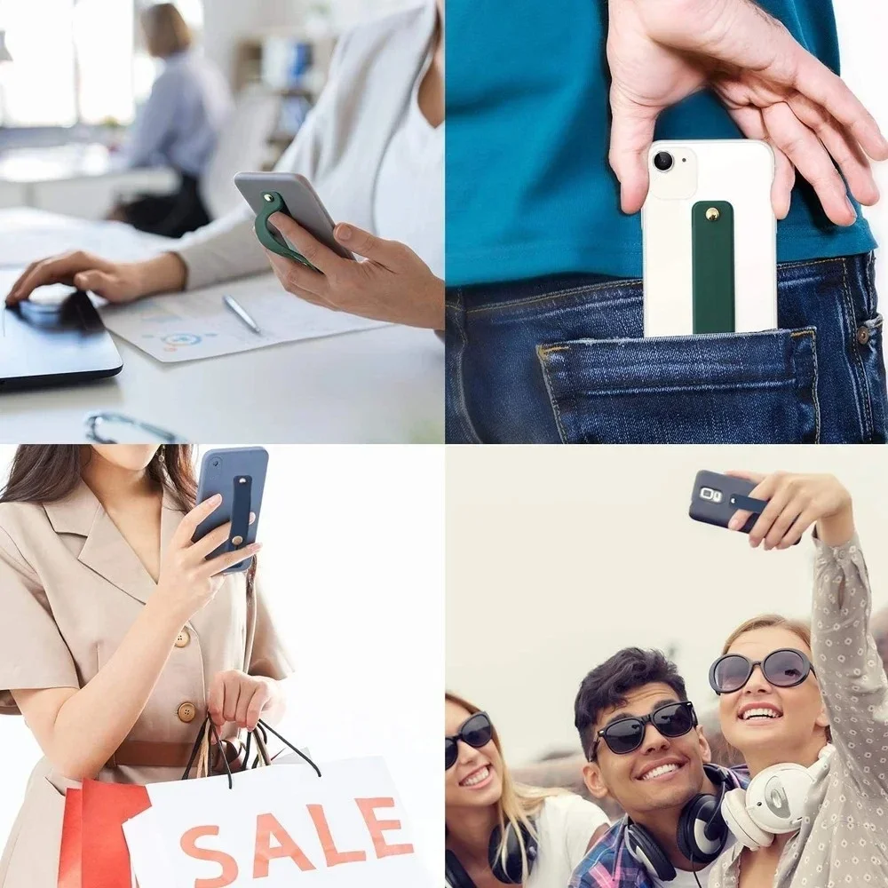 Multi-functional Finger Grip Phone Stand Wrist Band Phone Holder Push Back Sticked Socket Bracket For iPhone 16 Samsung Xiaomi - Image 2