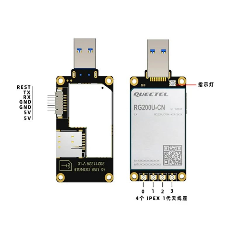 Quectel mały rozmiar 5G USB3.0 karta Sim RG200U-CN 5g płyta Adapter modułu wsparcie TTL Level UART komunikacja