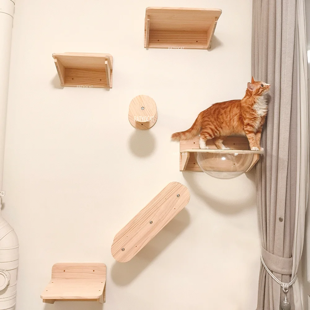 

Wall-Mounted Cat Climbing Shelves Cat Tree Tower Hammock Scratching Post House Bed Bridge Sisal Ladder Perch Indoor Cats Walk