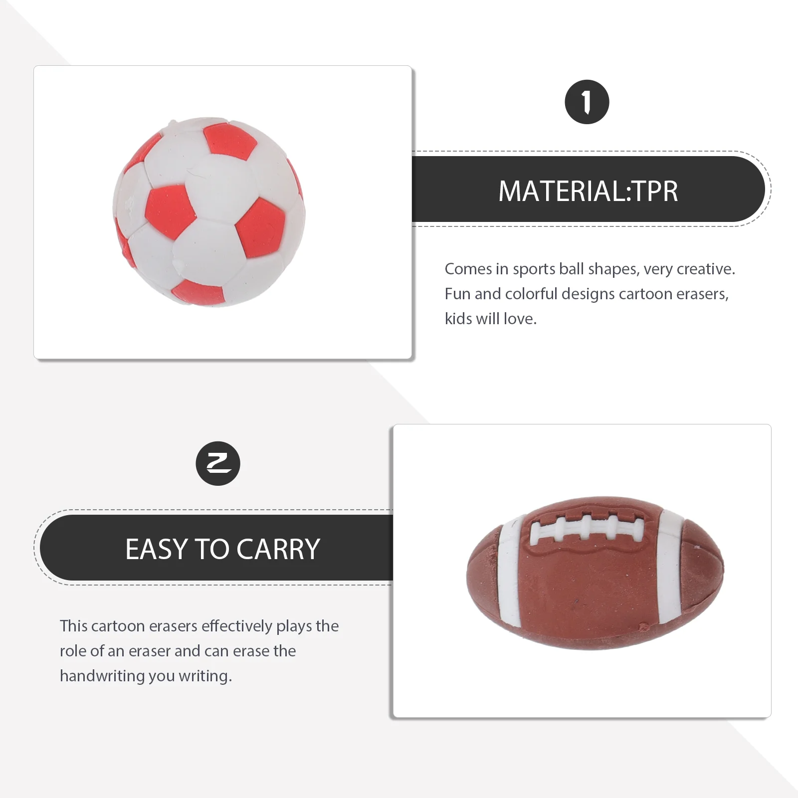 โปรดปราน Ball ยางลบดินสอตะกั่วยางลบโรงเรียนสวมใส่ MINI นักเรียนกีฬาสติกเกอร์