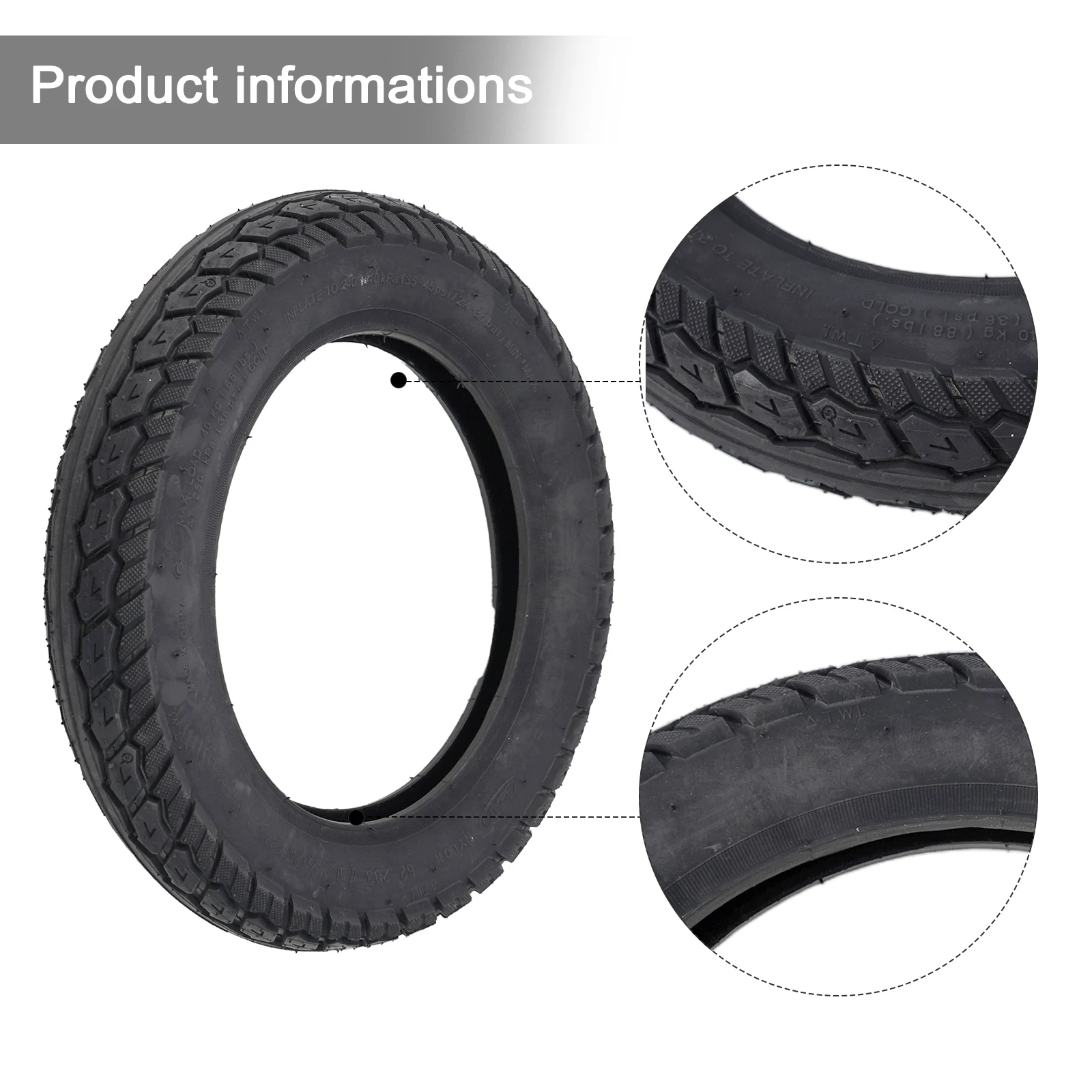 اكسسوارات الدراجات البخارية أنبوب دراجة 12 1/2X2 1/4 أنبوب وملحقات الدراجة أجزاء داخلية داخلية سكوتر مطاطي عملي