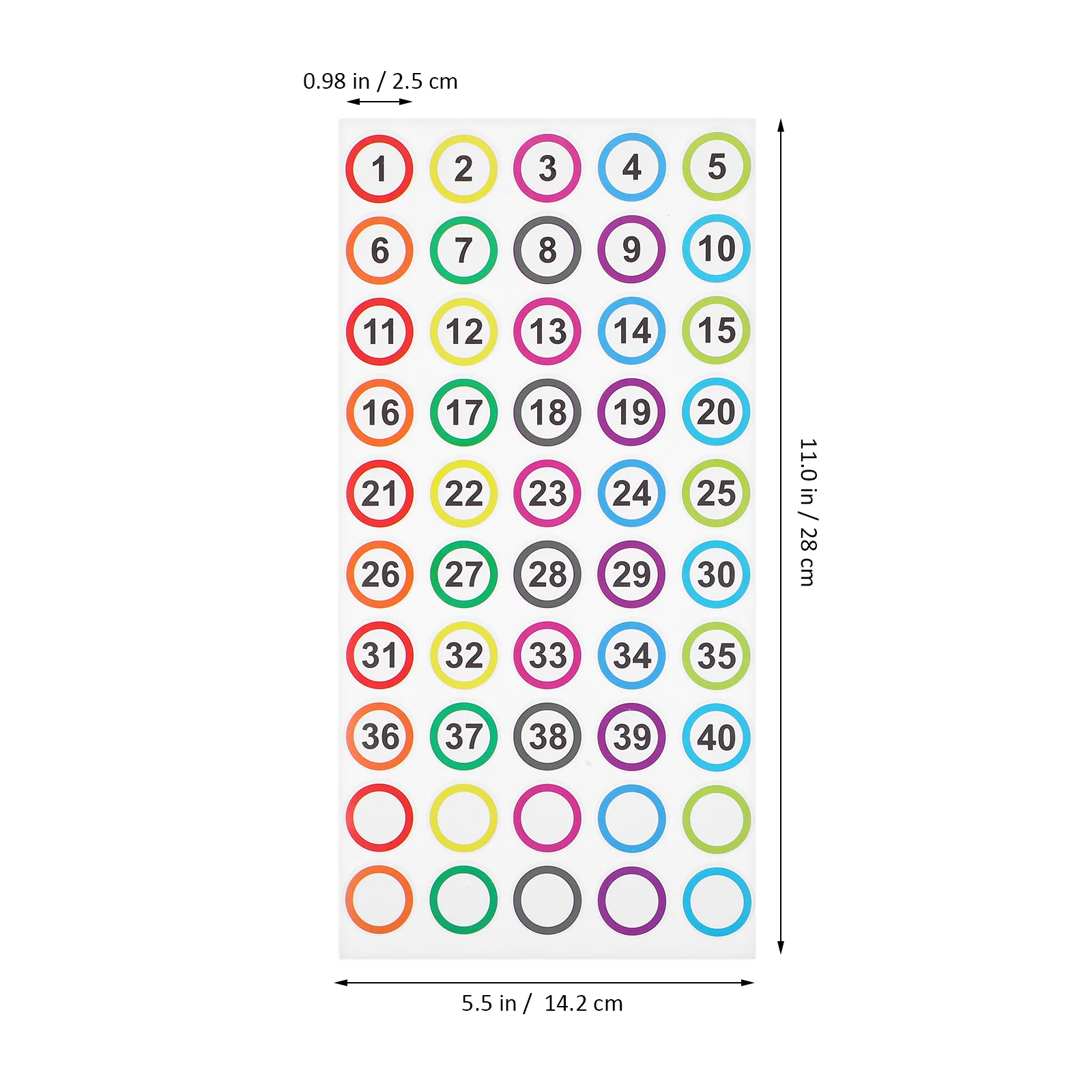 Autocollant de classification numéro attro adhésif, 50 petits autocollants de 1 à 40 pour l'organisation