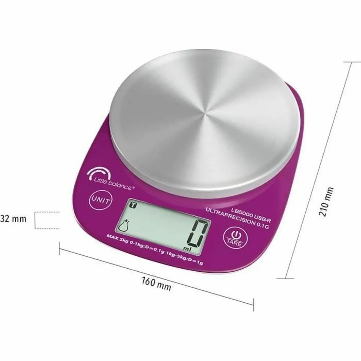 

Кухонные весы Little Balance LB5000 USB-R с питанием от батареек и точным измерением веса