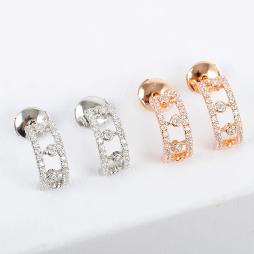 

Europe 925 Sterling Silver Rose Gold Dewdrop Crystal Diamond Small Earrings Women Top Quality Elegant Gift Jewelry
