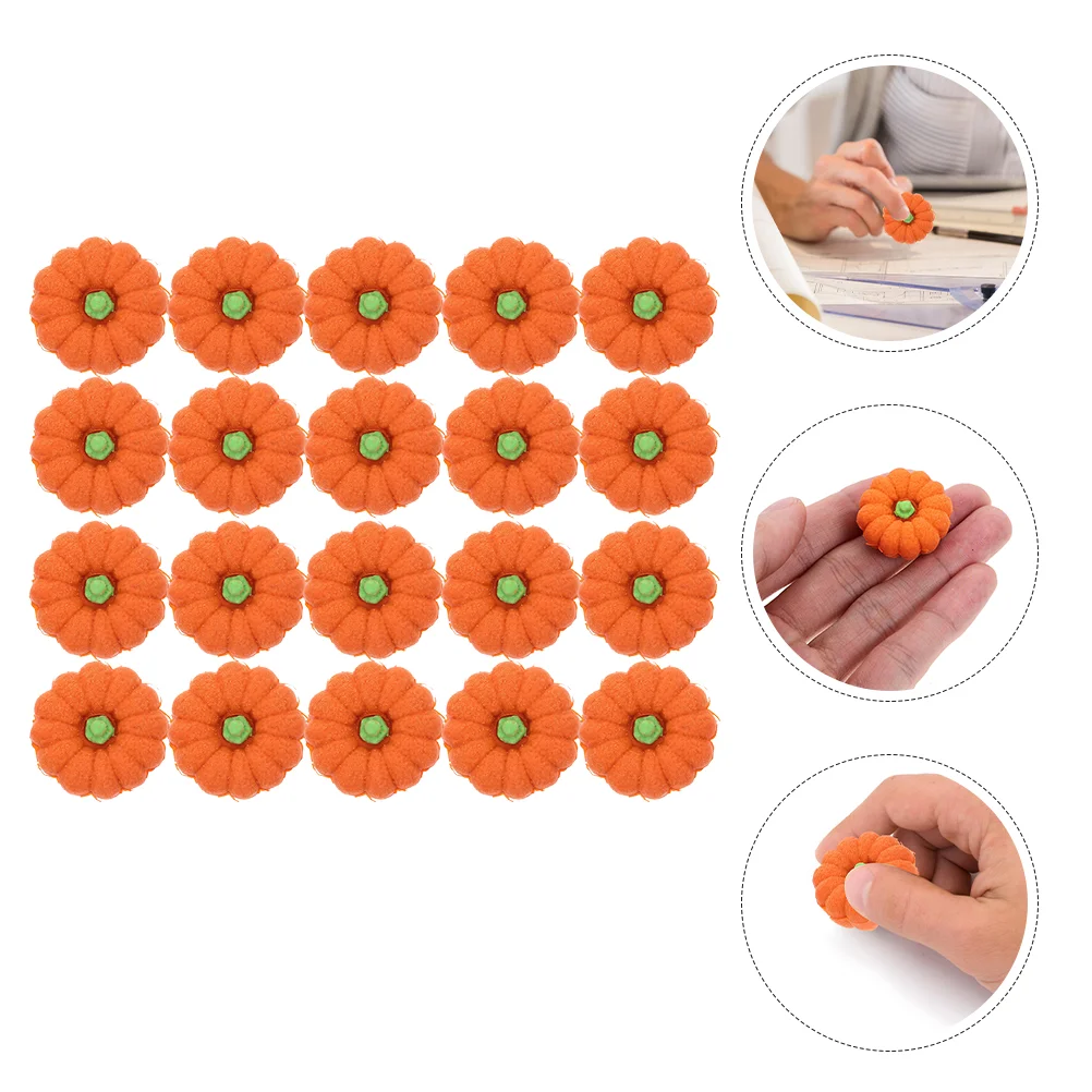 20 Pcs Pumpkin Eraser Bulk Halloween Simulated Food Mini Erasers Orange Cartoon Child