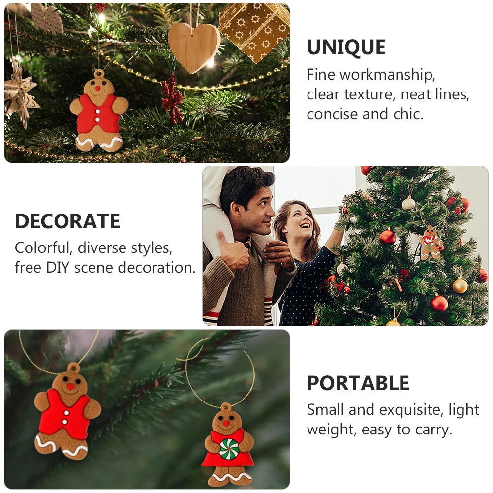 

18Pcs Christmas Hanging Decoration Gingerbread Man Pendant Soft Pvc Rubber Ornament for Tree Party Indoor Decoration