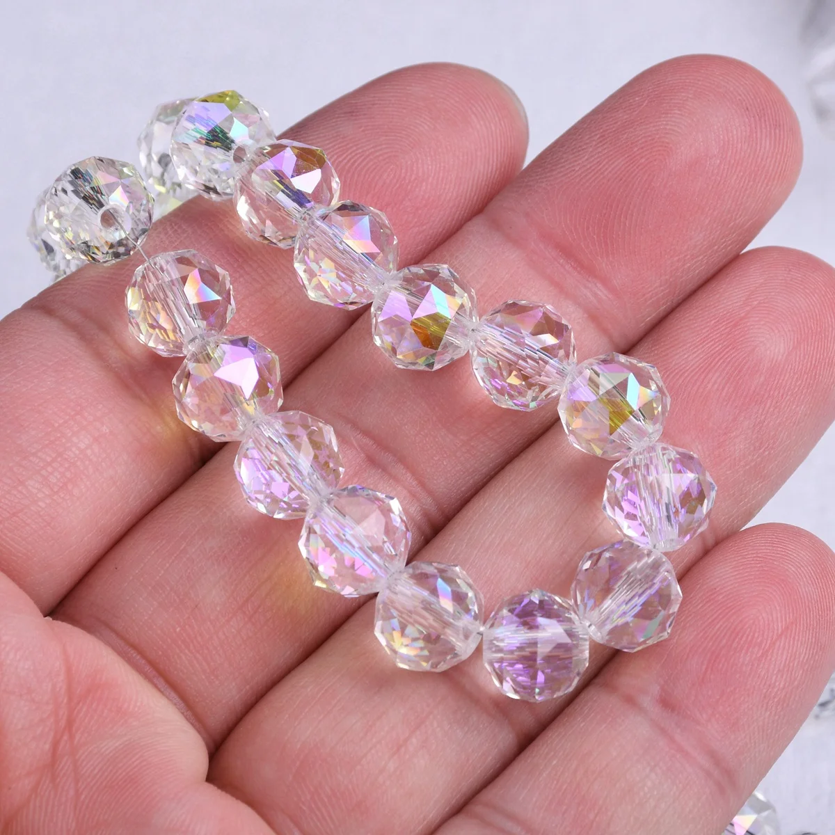 10 Uds. De cuentas sueltas de cristal facetadas redondas coloridas y brillantes de 10mm para fabricación de joyería, accesorios de pulsera DIY