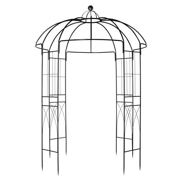 

207*207*270cm Courtyard Wrought Iron Gazebo Iron Arch Black