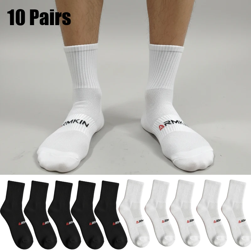 

ARMKIN 10 Pairs Summer Mesh Breathable Cotton Crew Socks For Men Women Athletic Sport Socks For Running Cycling Badminton Hiking