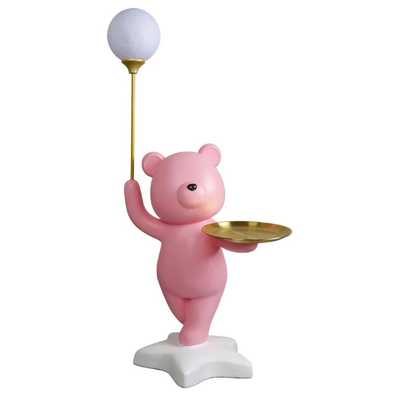 Home Decor 110CM Luminous Bear Statue Floor Decor Home Furniture Living Room Sculpture Ornament Bedside Table Housewarming Gift
