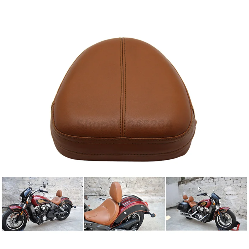 Motorcycle Universal Brown Backrest Sissy Bar Retro Rear Passenger Cushion Pad Motocross Accessories Cover For Harley Modified